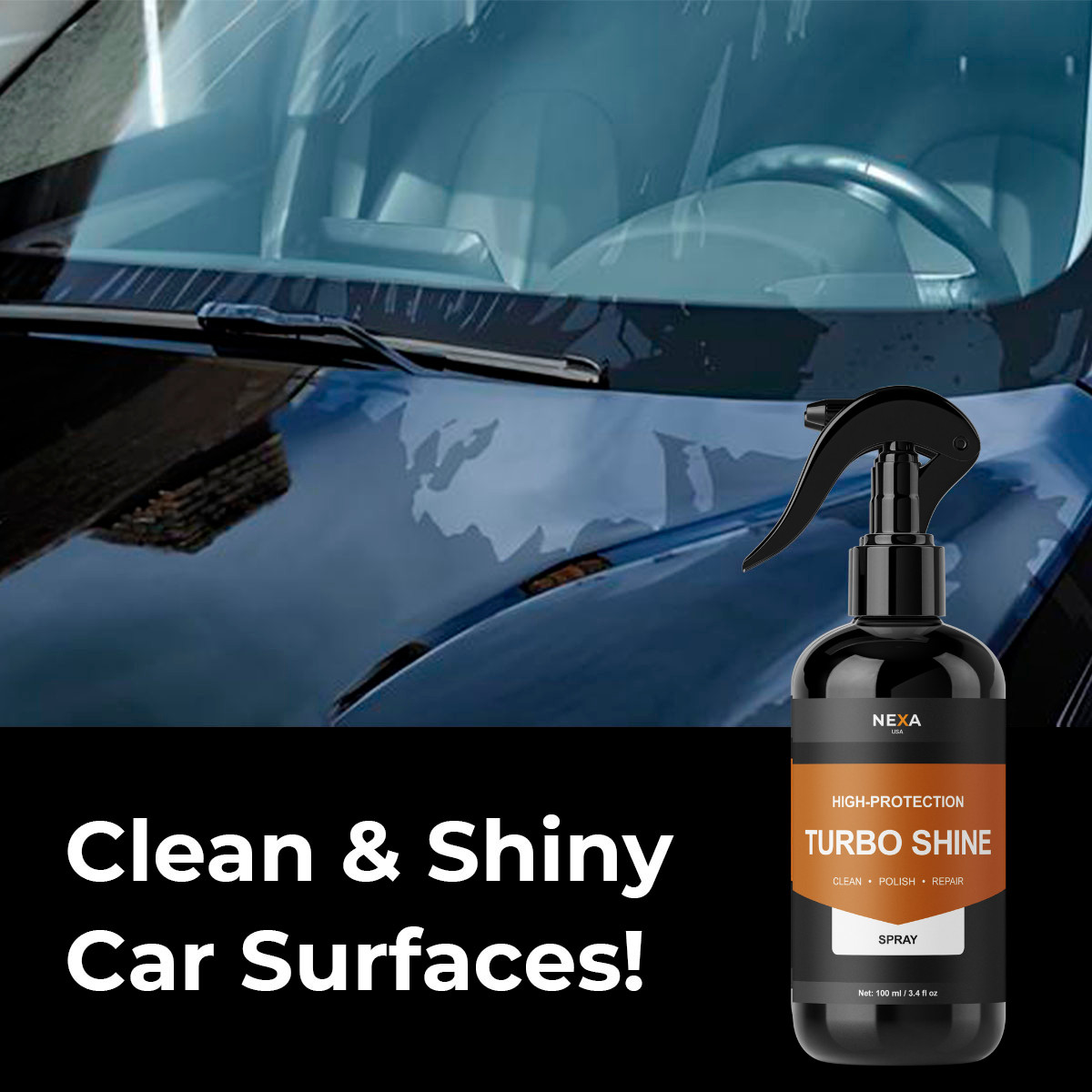 Nexa TurboShine Car Polish & Shine Spray – Enhances Gloss & Surface Smoothness