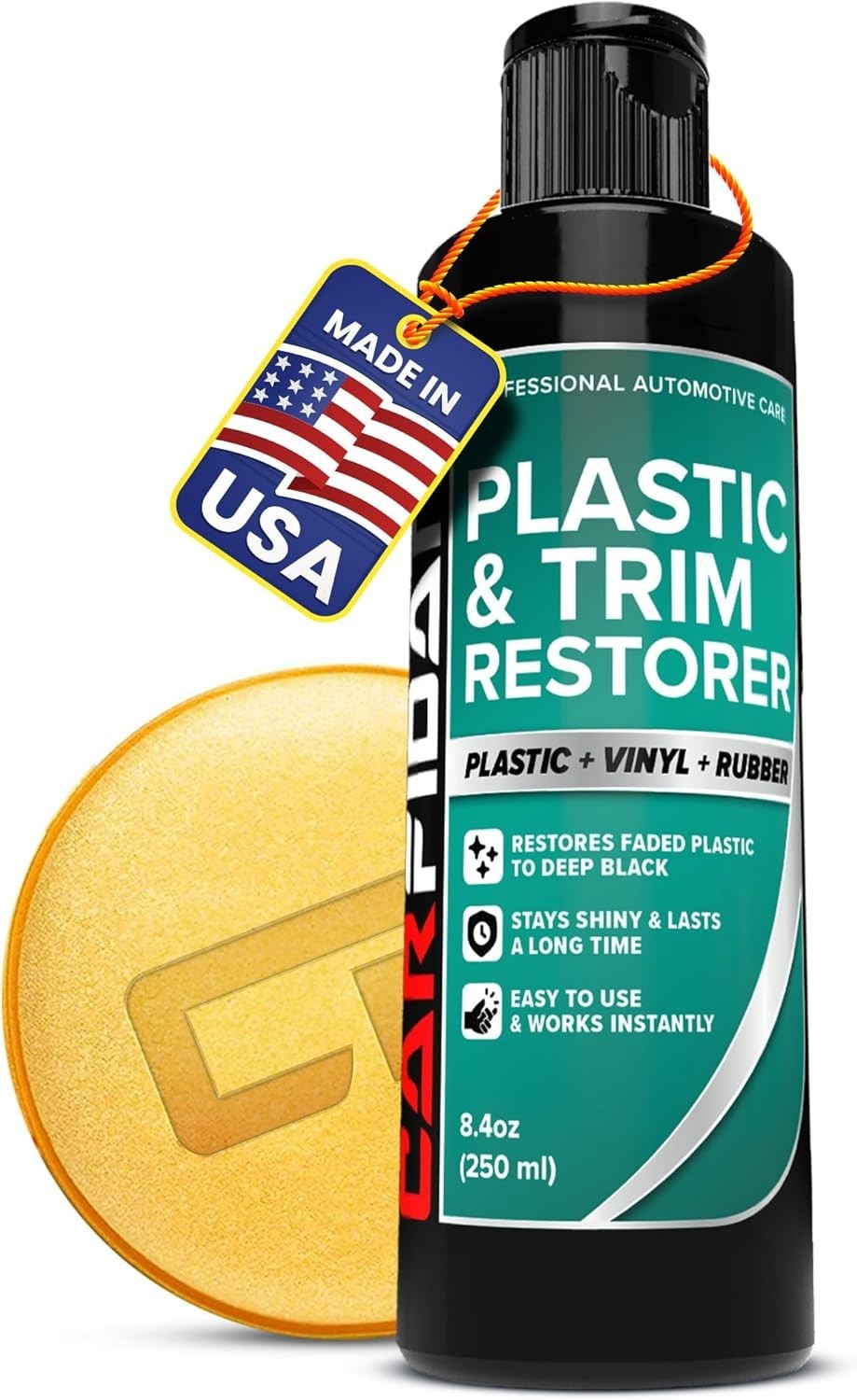 Plastic Restorer for Cars – Restores Faded Black Plastic, Vinyl & Rubber Trim –