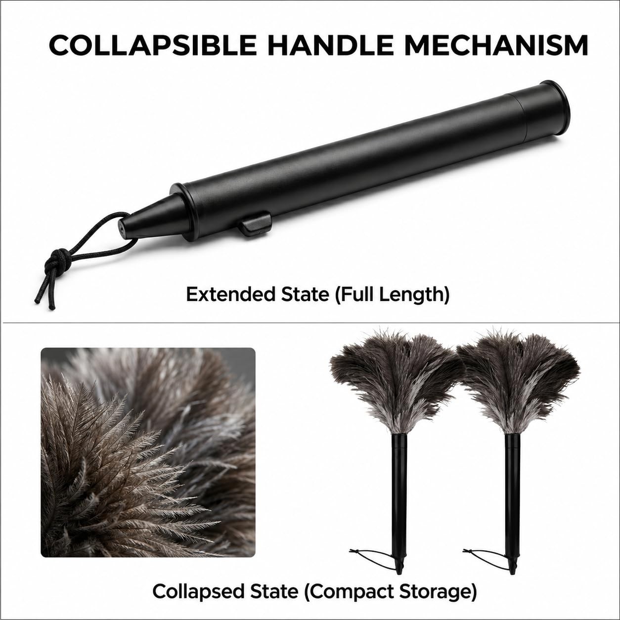 2 Pcs Ostrich Feather Duster Retractable Feather Dusters for Cleaning, Washab…