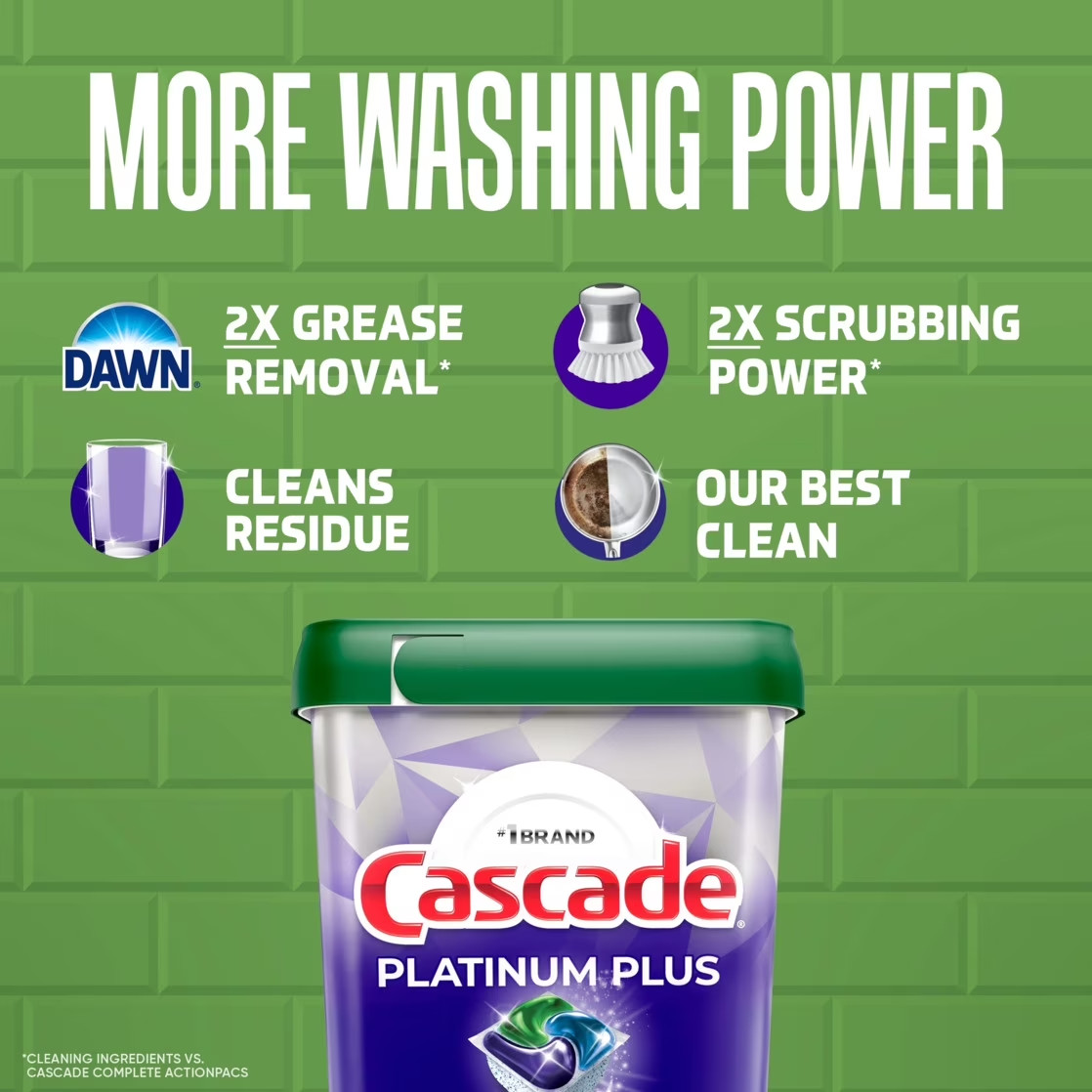 1-2 Pack Cascade Platinum Plus Dishwasher Pods Detergent Soap Tabs Lemon 47 Ct