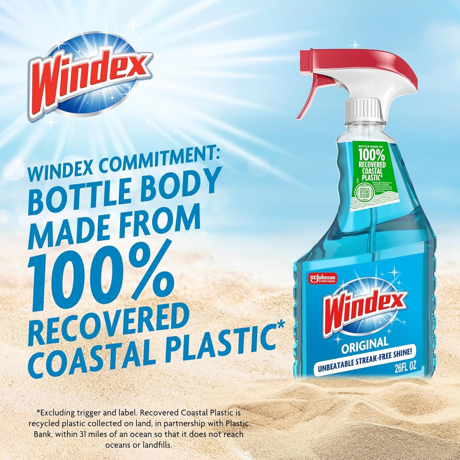 Windex 23 Fl Oz Glass Cleaner – Streak-Free Shine in Recycled Bottle