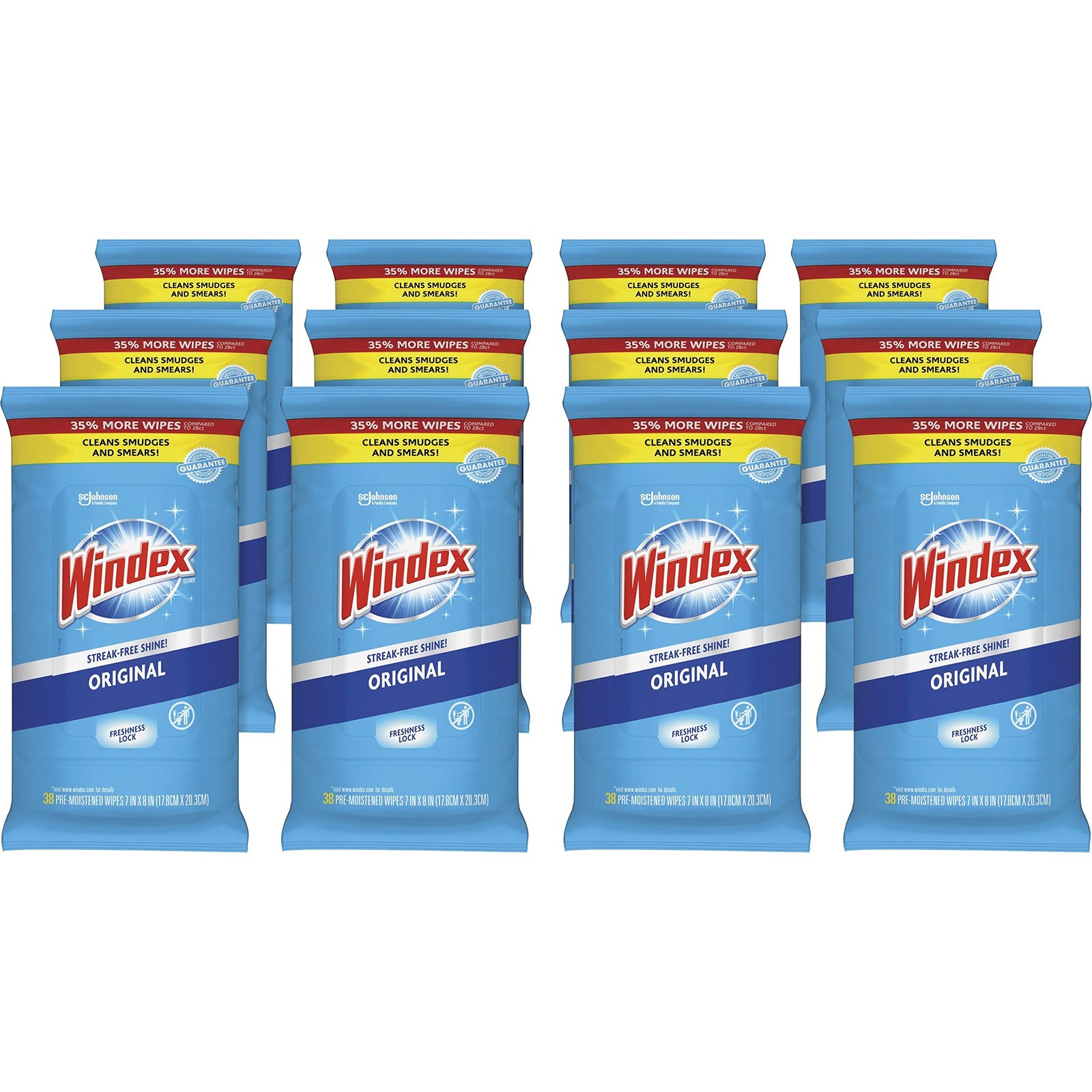 Sc Johnson Windex Glass And Surface Wet Wipe Cloth 7 X 8 Unscented White