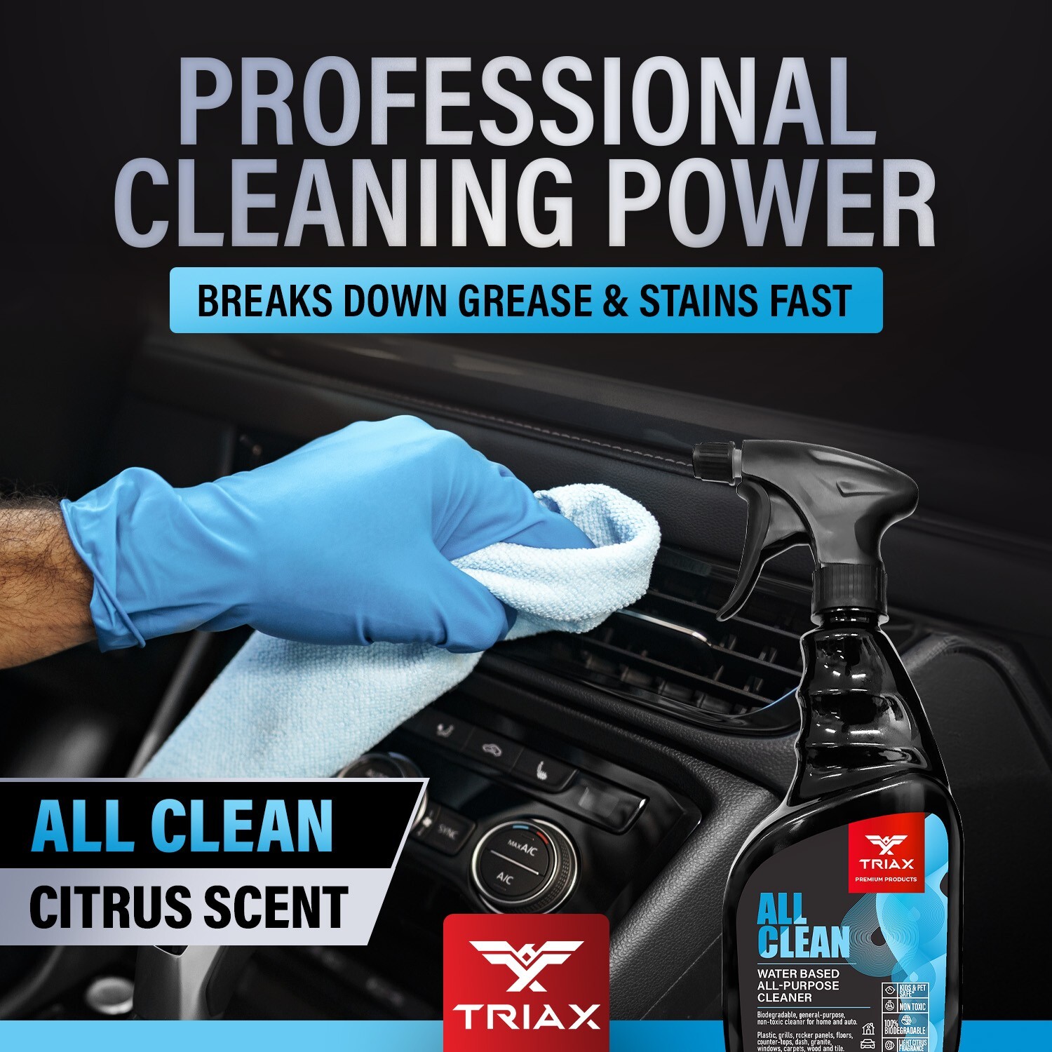 TRIAX All-Clean Professional Grade, Multi-Purpose, Non-Toxic Cleaner (1 Gallon)