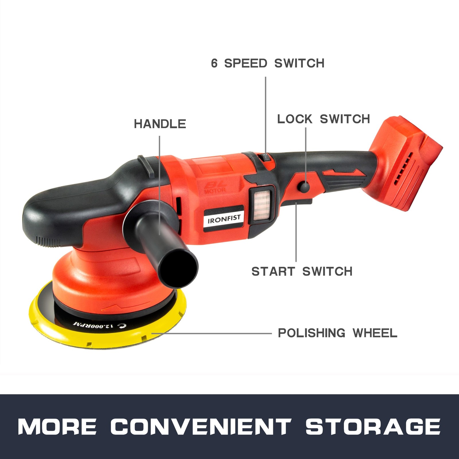 Cordless 6in Orbital Polisher for Milwaukee M18 Battery Brushless Tool Only