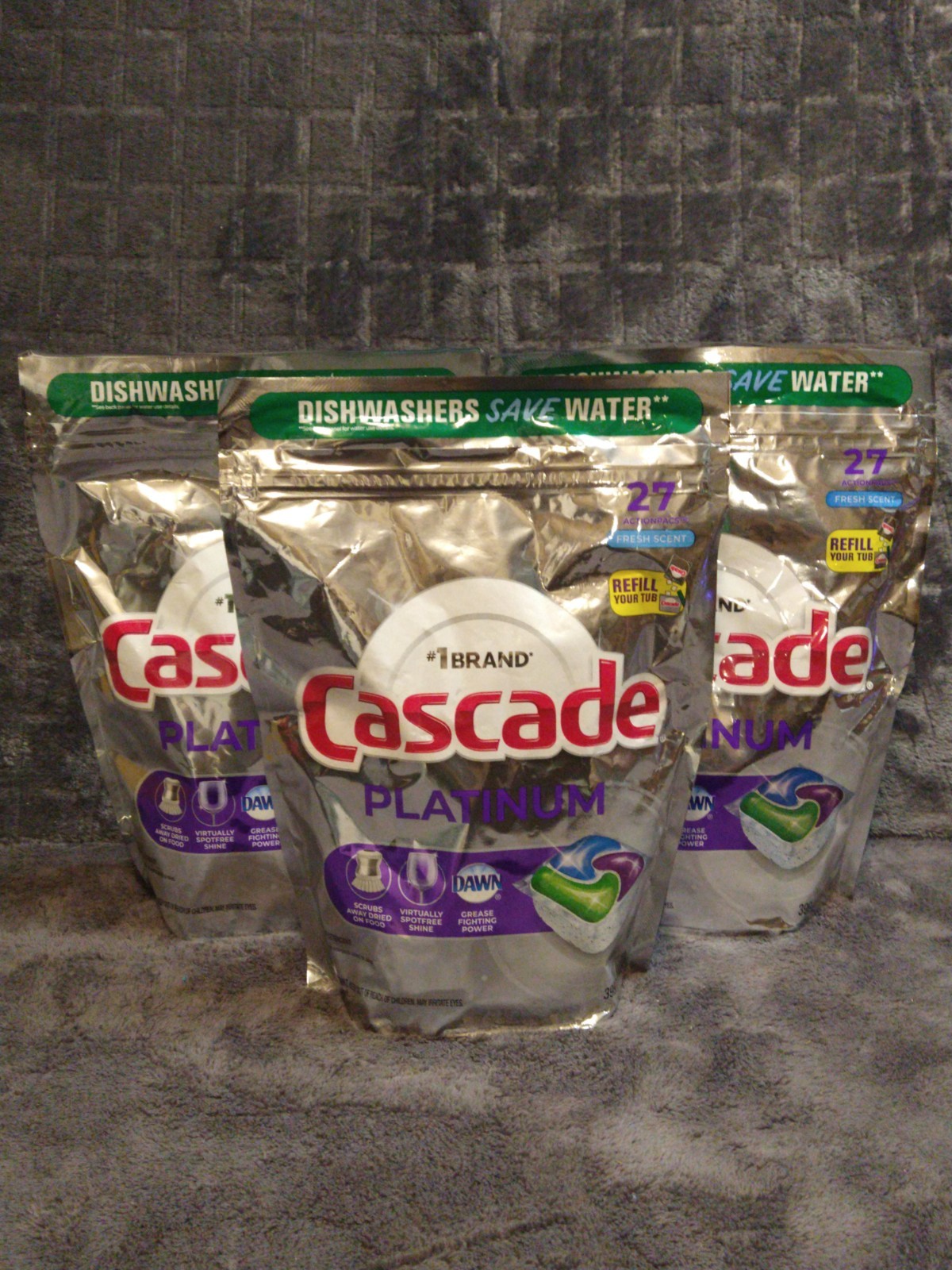 Cascade Platinum 27ct 3pack Dishwasher Detergent Pods, Fresh Scent 81 Count