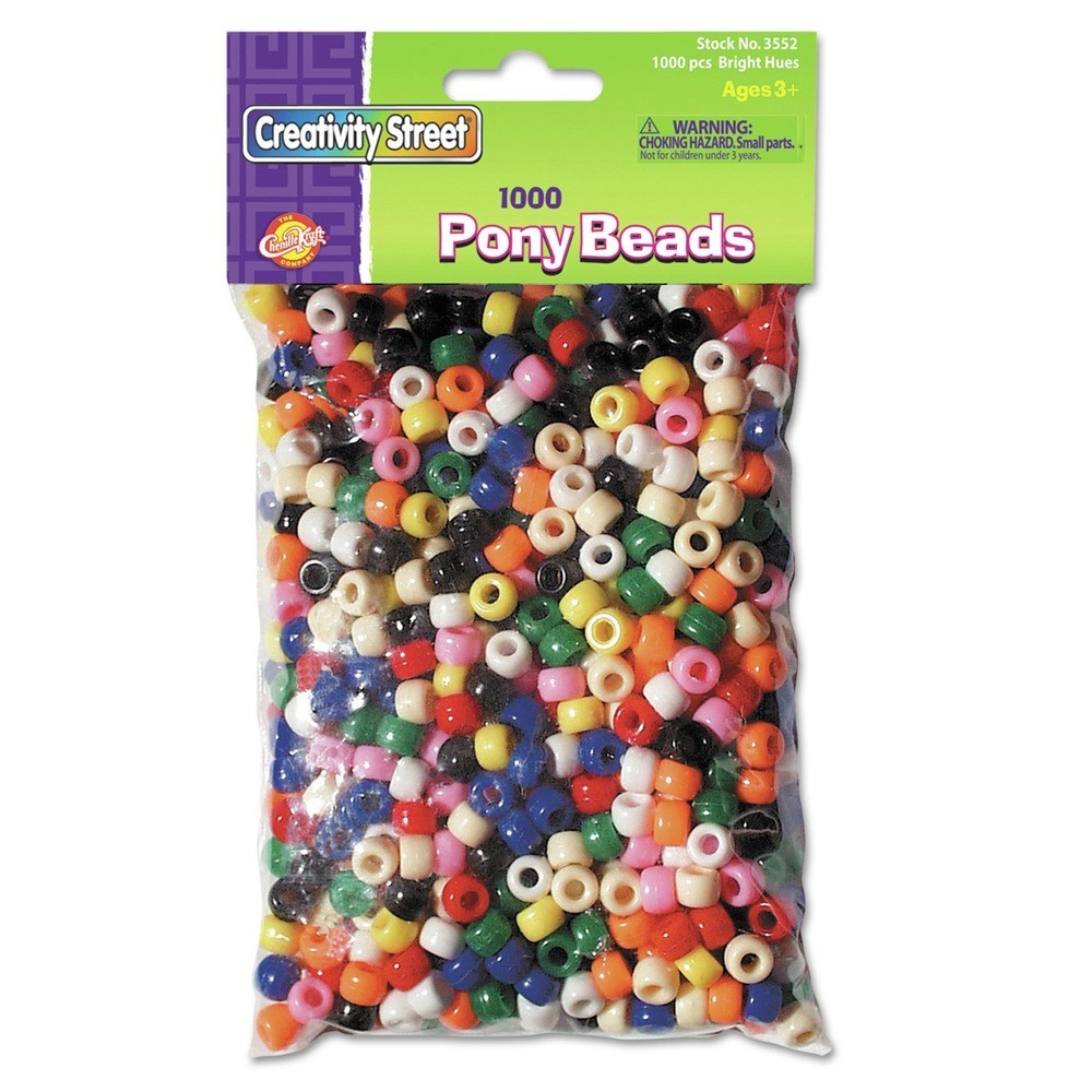 Creativity Street 3552 6 mm x 9 mm Plastic Pony Beads – Assorted (1000/Pk) New