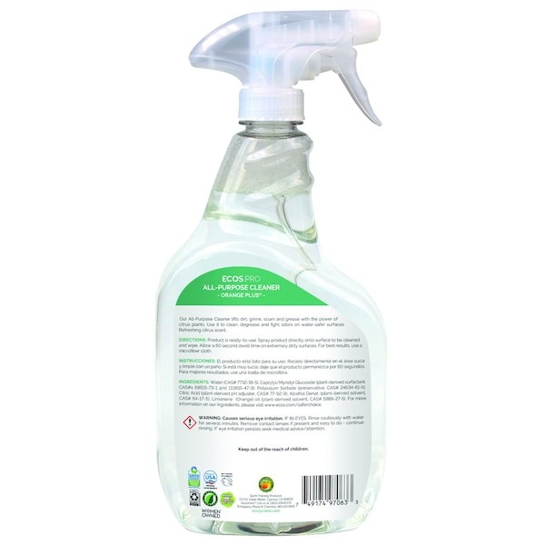 Ecos Pro Pl9706/6 All Purpose Cleaner, Trigger Spray Bottle, 32 Oz, Orange, 6 Pk
