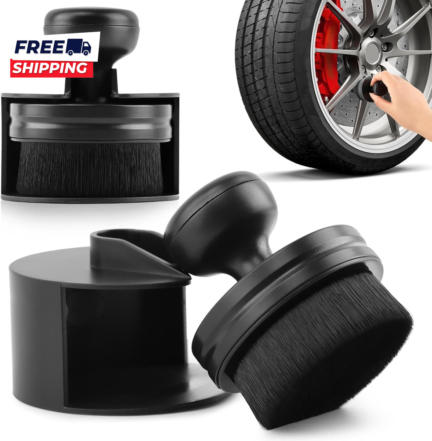 2 Pack Auto Detail Brushes Tire Shine Applicator Brush……