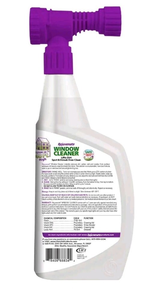 Rejuvenate High Performance Outdoor Window Spray & Rinse Cleaner with Hose End