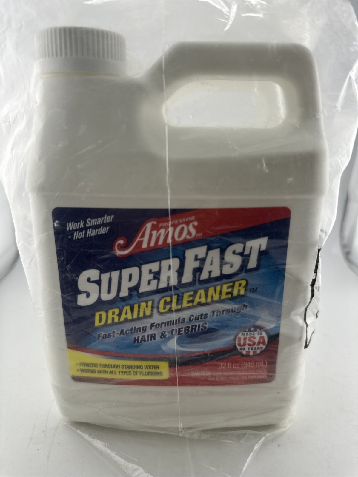 Professor Amos SuperFast Drain Hair Debris Cleaner 32 oz. Sealed “Lot Of 2”