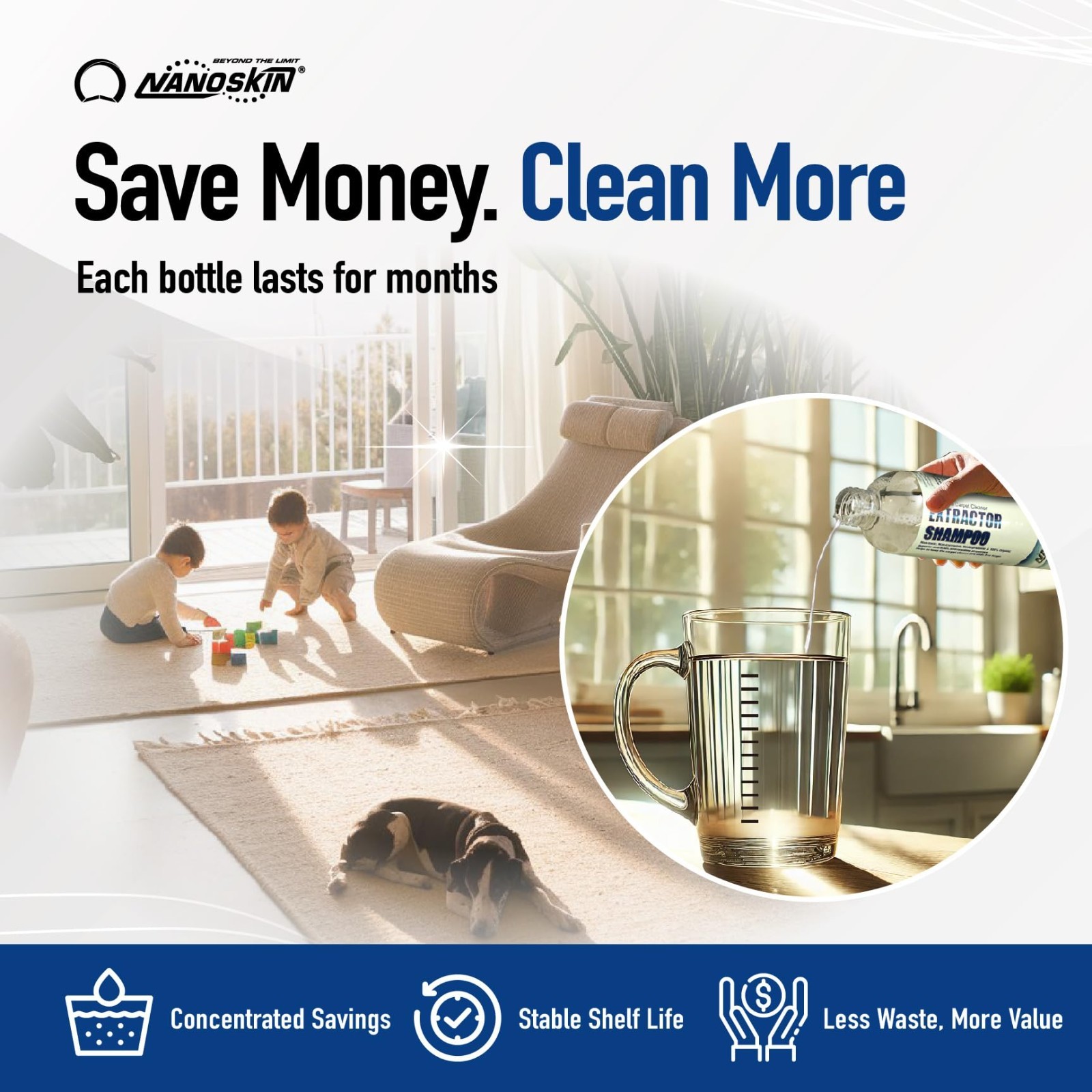 Low Foaming Carpet Cleaner 1 Gallon – Stain Remover & Odor Eliminator for Home,