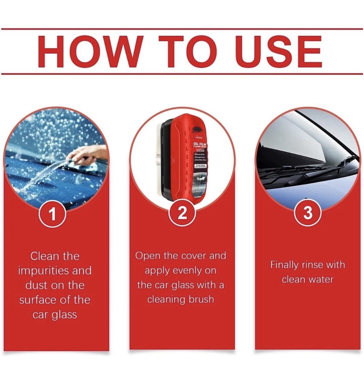 Automotive Oil Film Cleaning Brush 2 Pack Glass Coating for Windshield Clear