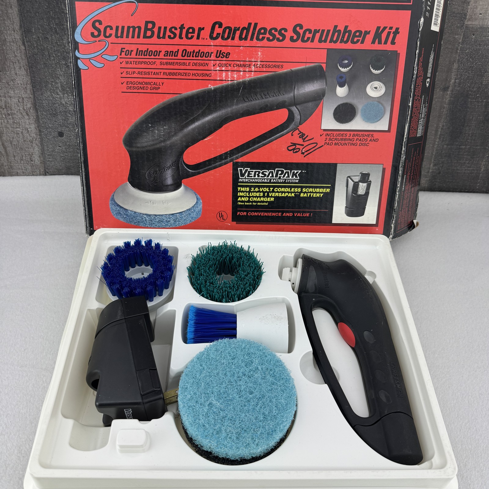 Craftsman ScumBuster Cordless Scrubber Kit Waterproof Indoor Outdoor