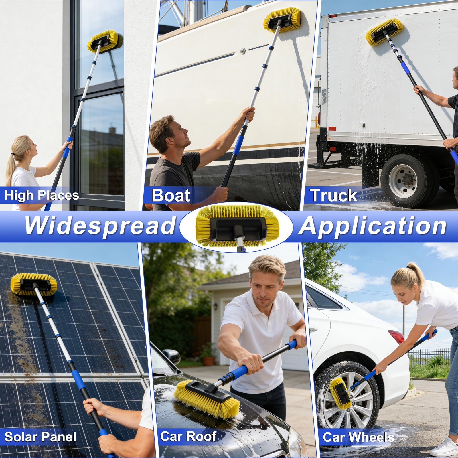 18FT Telescoping Car Wash Brush Soft Bristles for Cleaning Vehicles & Surfaces