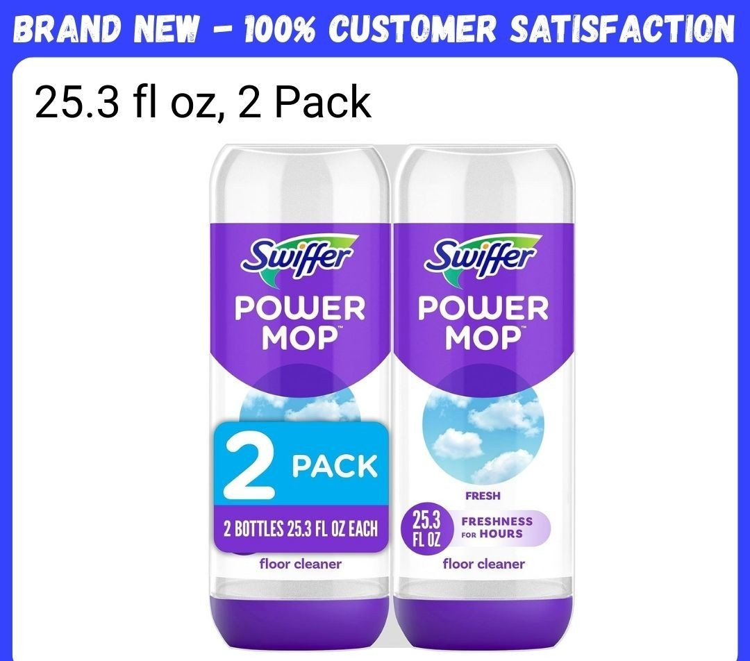 Swiffer Power Mop Floor Cleaning Solution Fresh Scent Floor Cleaner,25.3 oz, 2x.