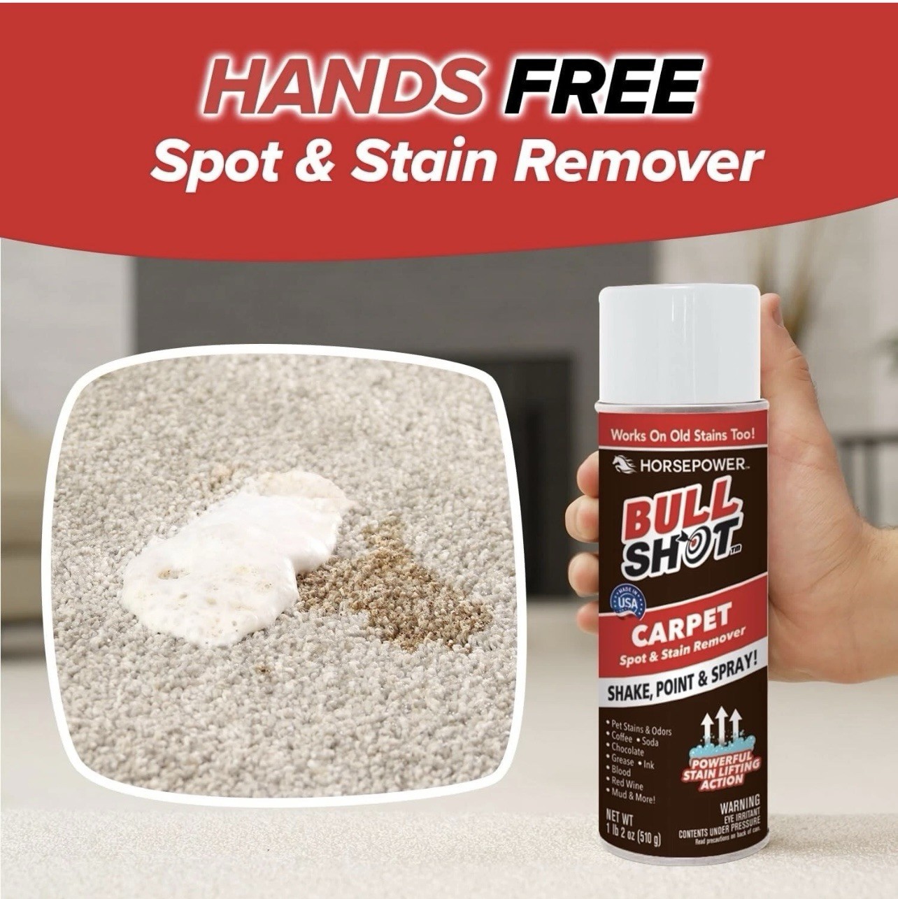 Horsepower Bull Shot Carpet Stain Remover, AS-SEEN-ON-TV,