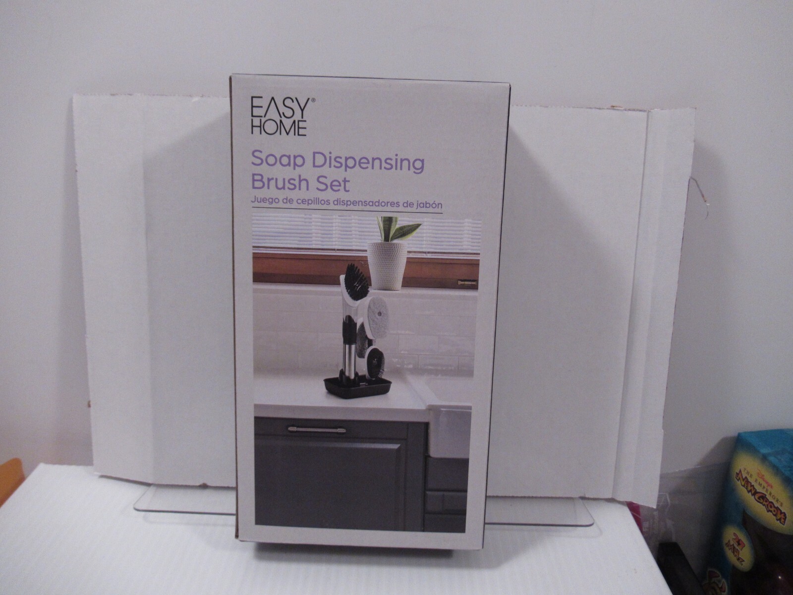 Easy Home Soap Dispensing Brush Set Dishes Sinks Counter Tops Stove Tiles Silver