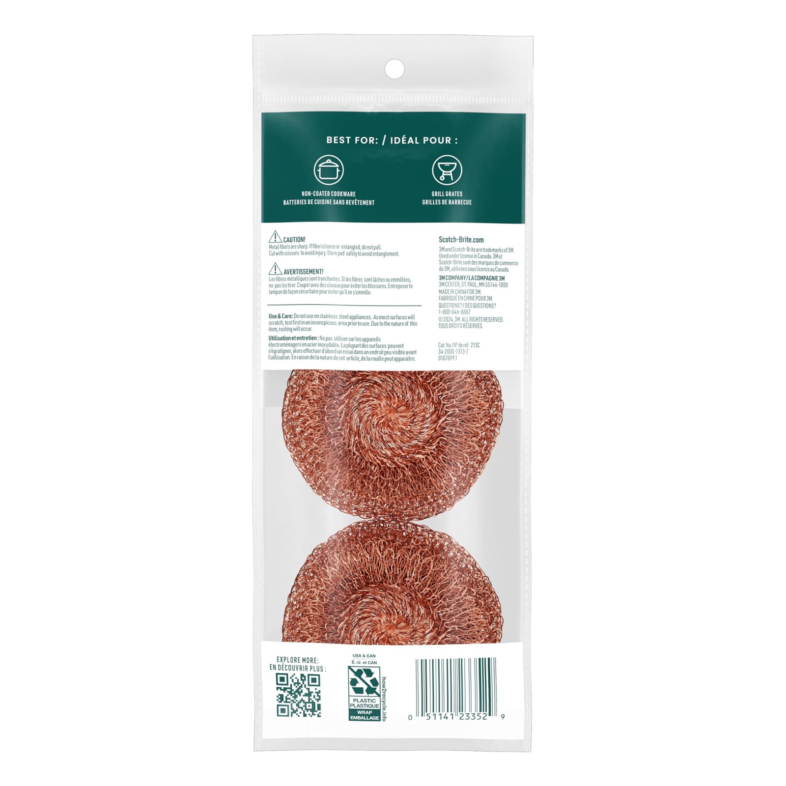 Scotch-Brite Copper Coated Scrubbers, Scouring Pads for 3 Brown