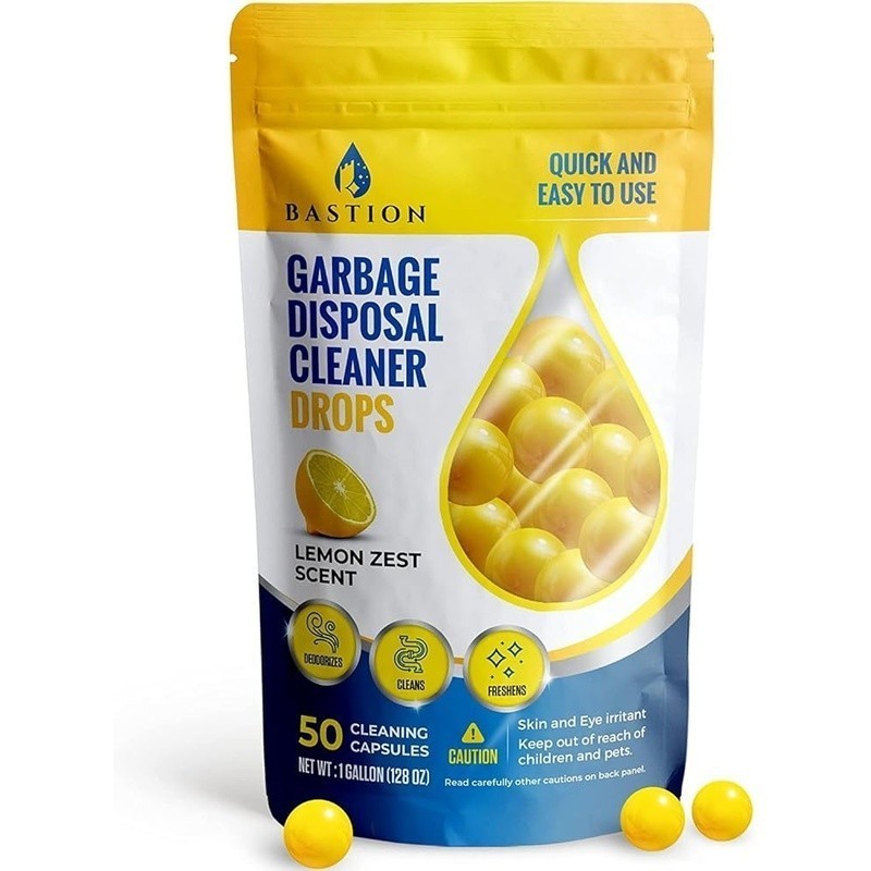Garbage Disposal Drops 50 Pack Lemon Scented Eco Friendly Cleaning Capsules New