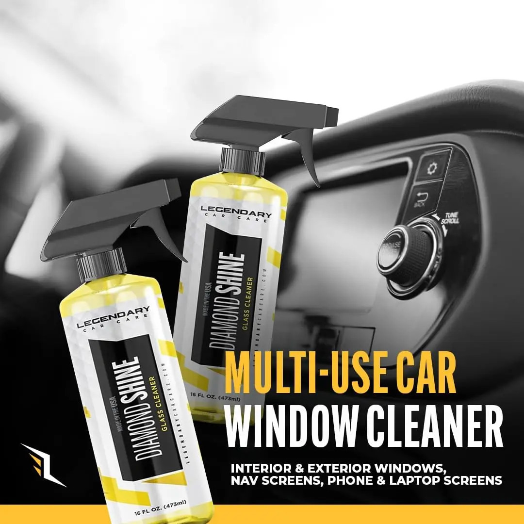 Legendary Diamond Shine Glass Cleaner – No-Streaks – Added Clarity – Tint Safe –