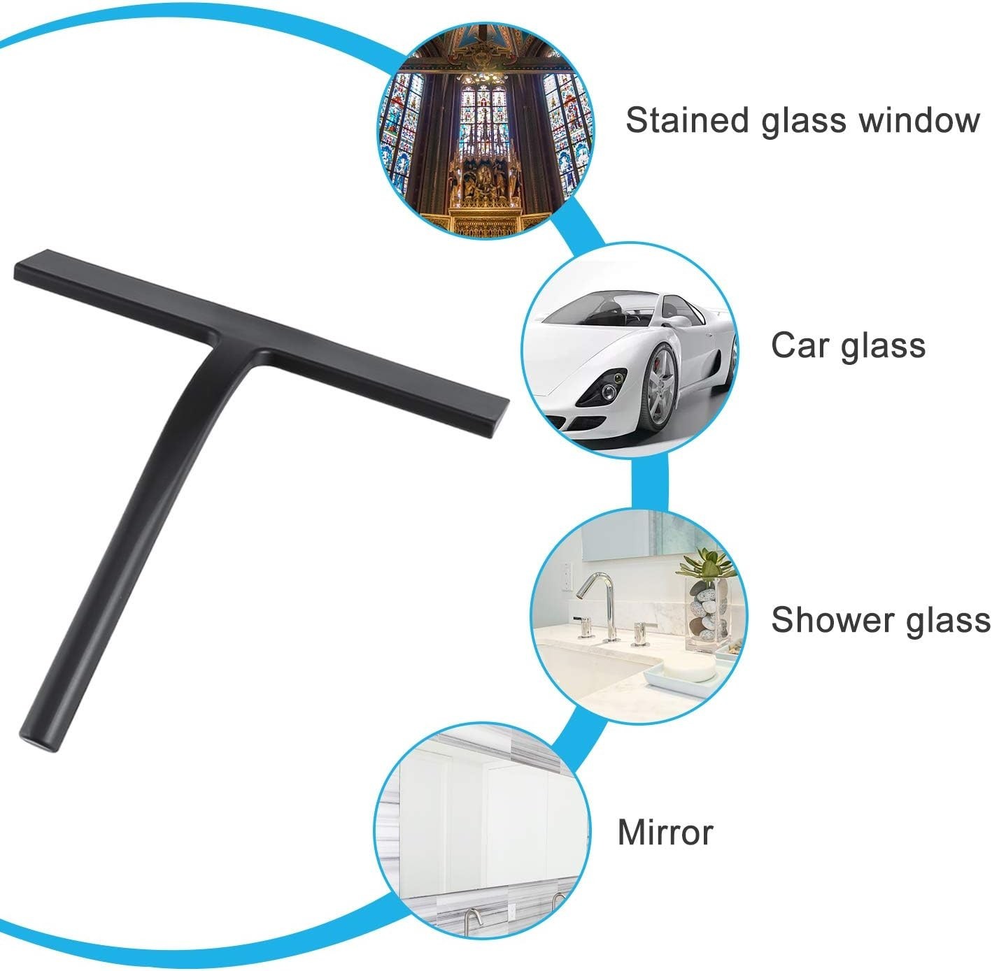New Matte Black Silicone Squeegee Streak Free Cleaning Shower Squeegee (Pack 3)