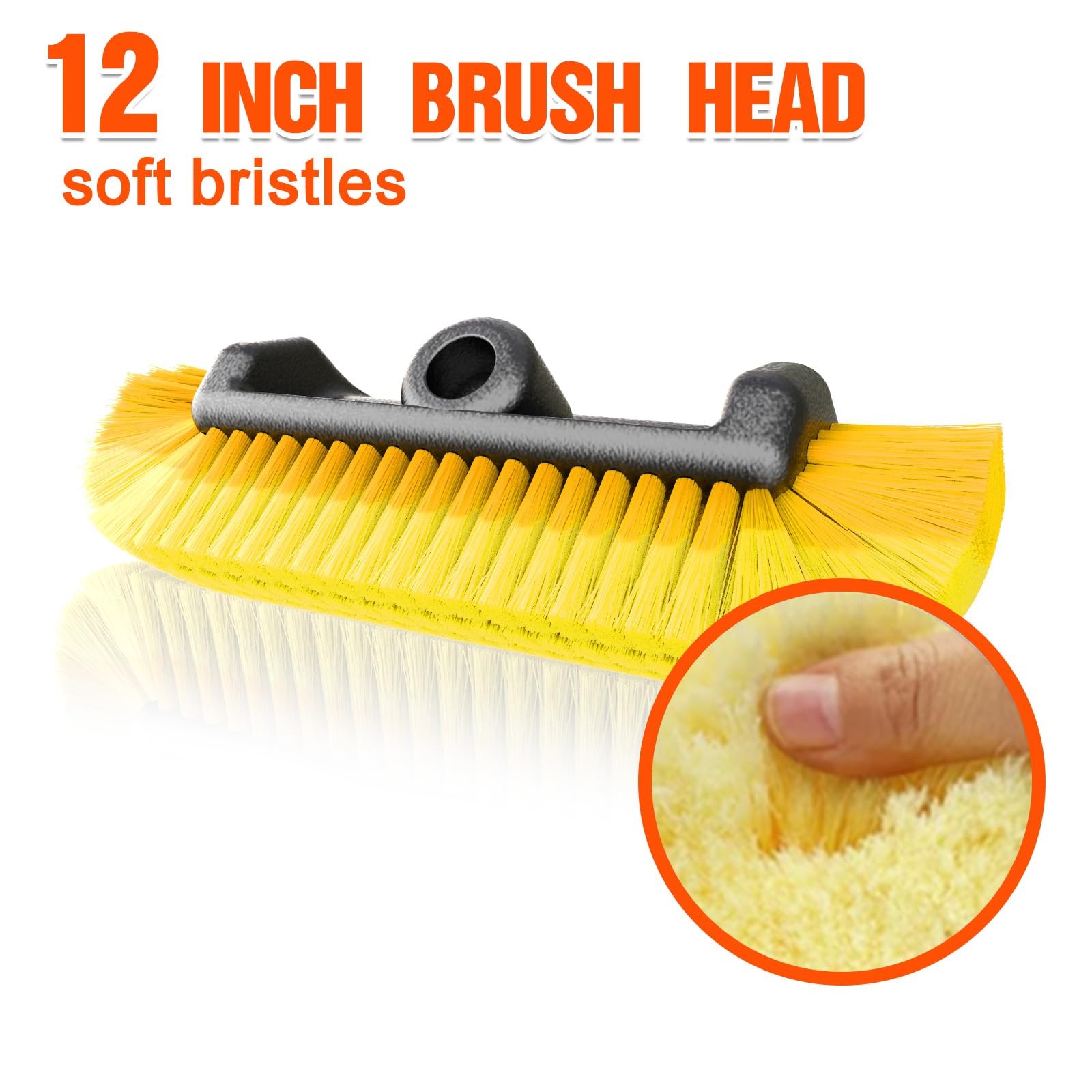 12FT Car Wash Brush with Long Handle, Soft Bristles for RV, Truck, Boat Cleaning