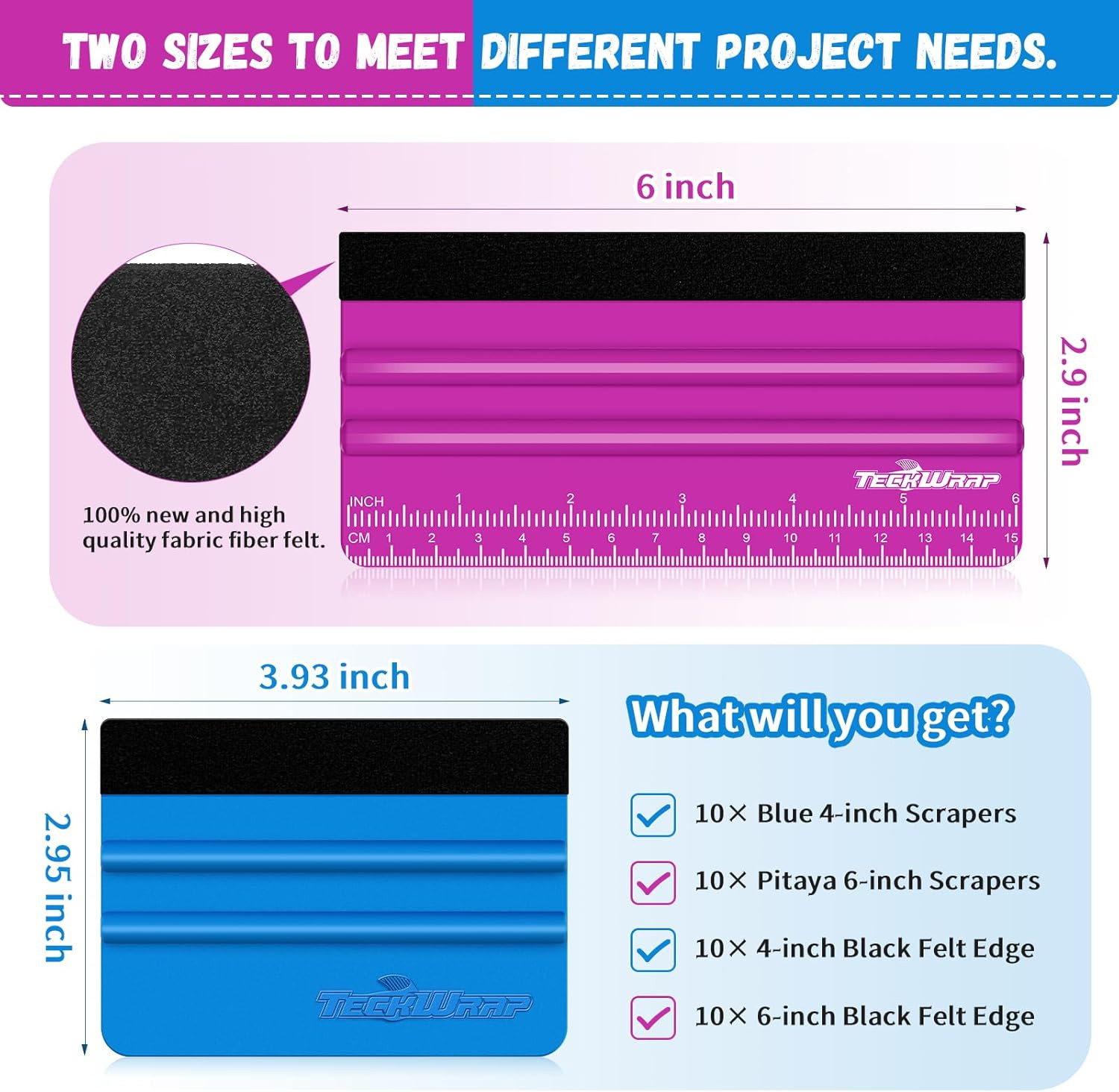 Professional Squeegee for Vinyl, 20 PCS Plastic Felt Squeegee Tool Decals Inkjet