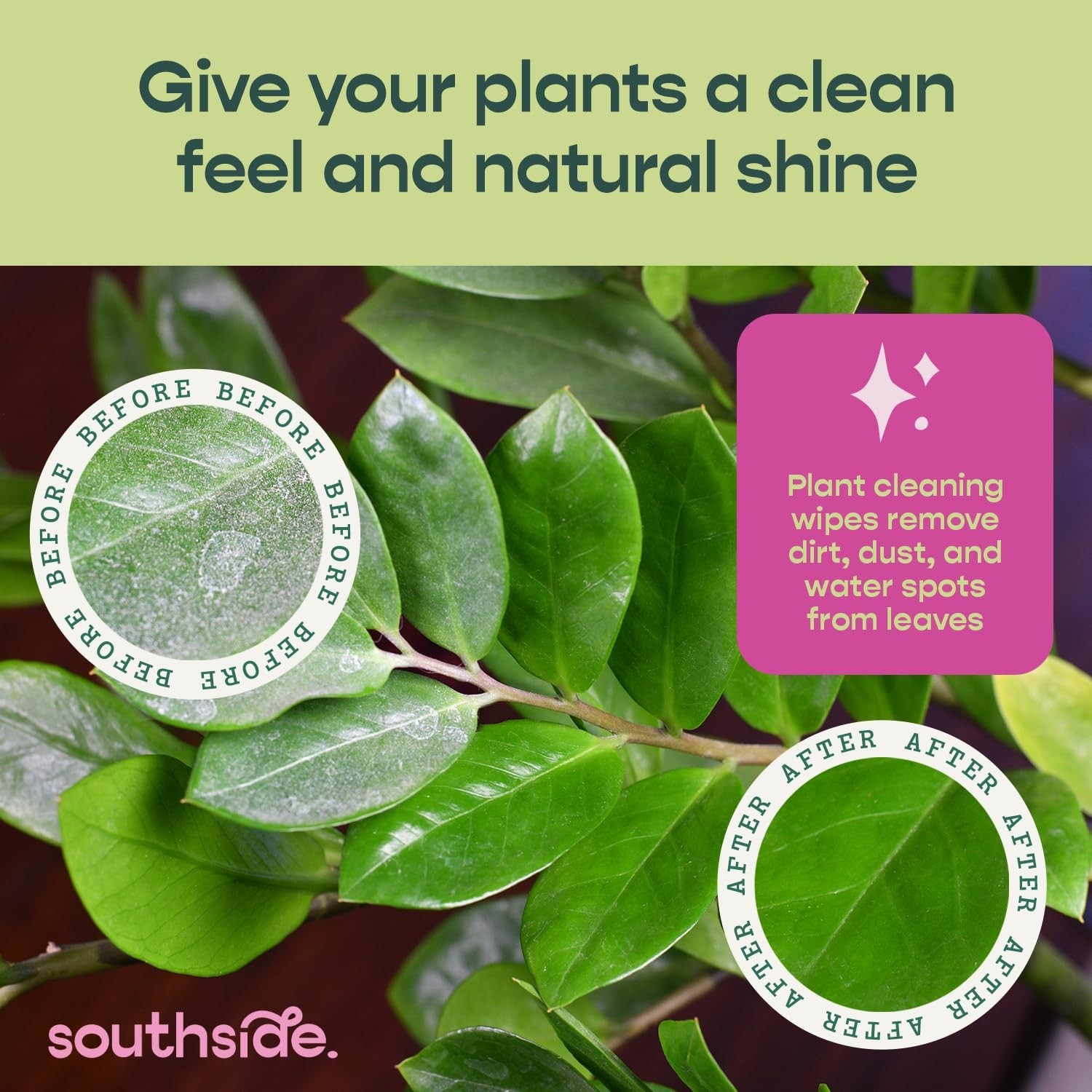 Gentle Plant Cleaning Wipes – Plant-Based, Unscented, Extra Thick Leaf Wipes – 8