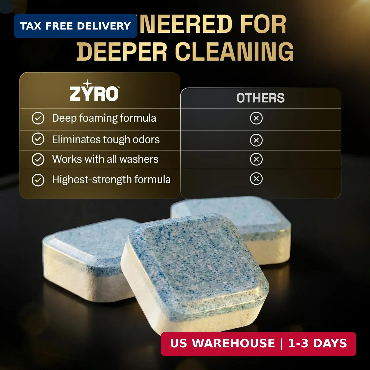 Washing Machine Cleaner Tablets | 24 Pack | Ultra Deep Clean | Eliminates Odors