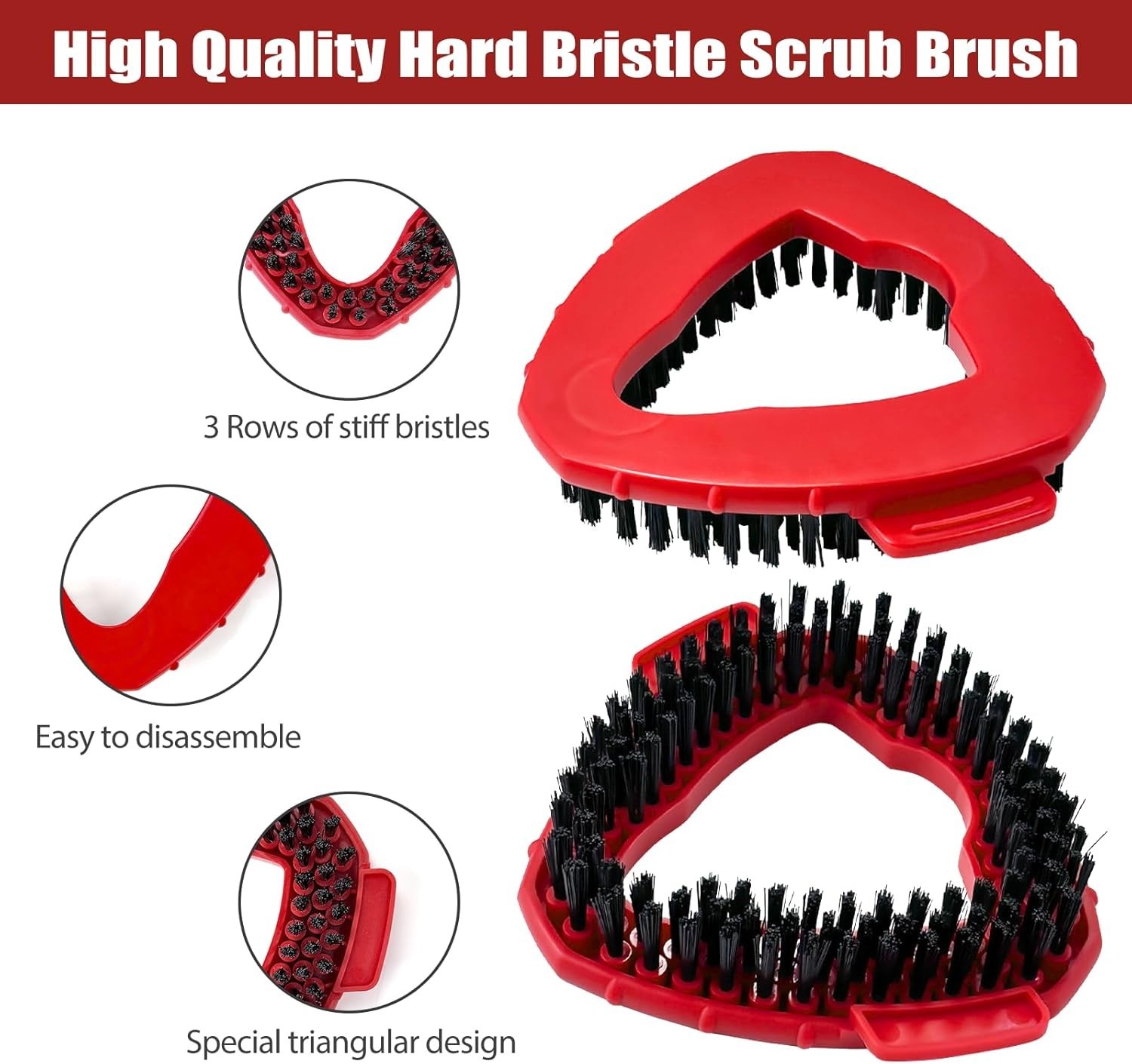 Mop Scrubber Head (2X) Stiff Nylon Bristles for Kitchen Bath Floor Tile & Walls