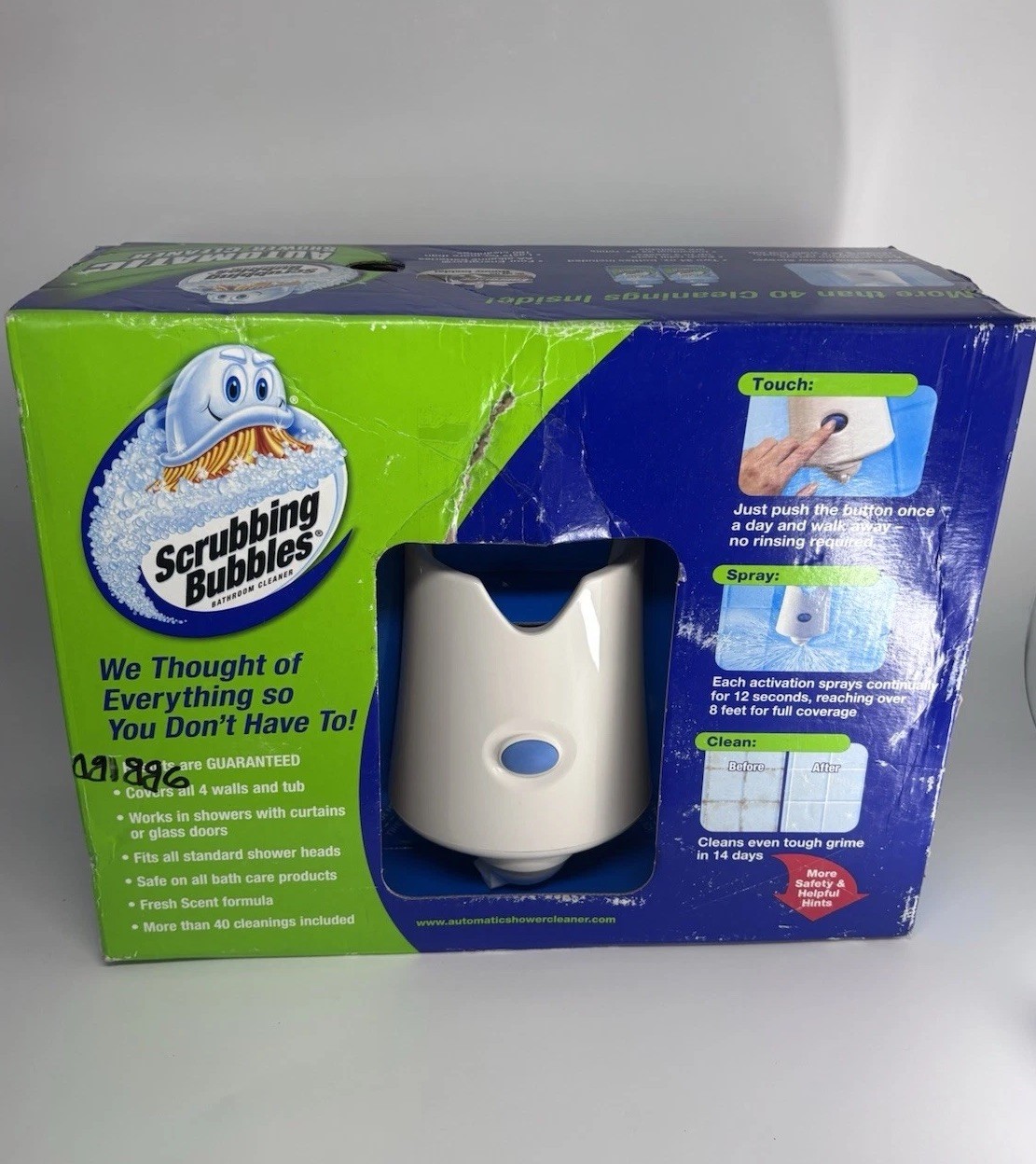 SCRUBBING BUBBLES Automatic Shower Cleaner Sprayer Kit w/ (2) 34 oz Refills NIB