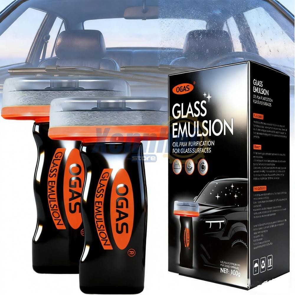 2Pcs 100ml Car Oil Film Cleaner Glass Emulsion Cleaner Handle Oil Film Remover