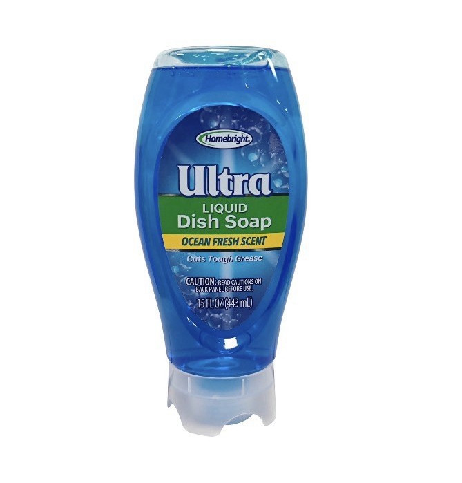 Homebright Ultra Liquid Dish Soap Cuts Tough Grease, Ocean Fresh Scent 15 fl oz