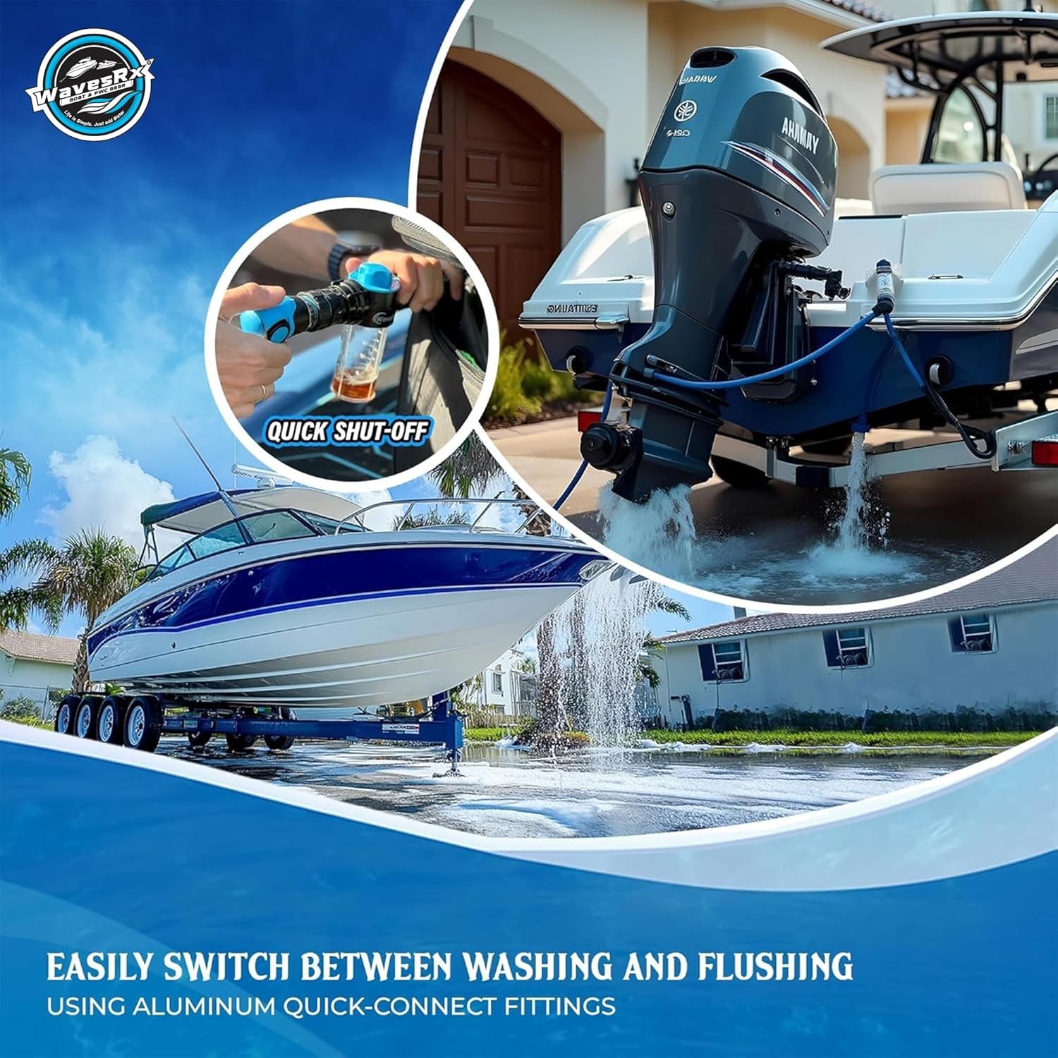 WAVESRX PWC & Boat Wash Sprayer & Engine Flush Mixer to Wash Salt Away