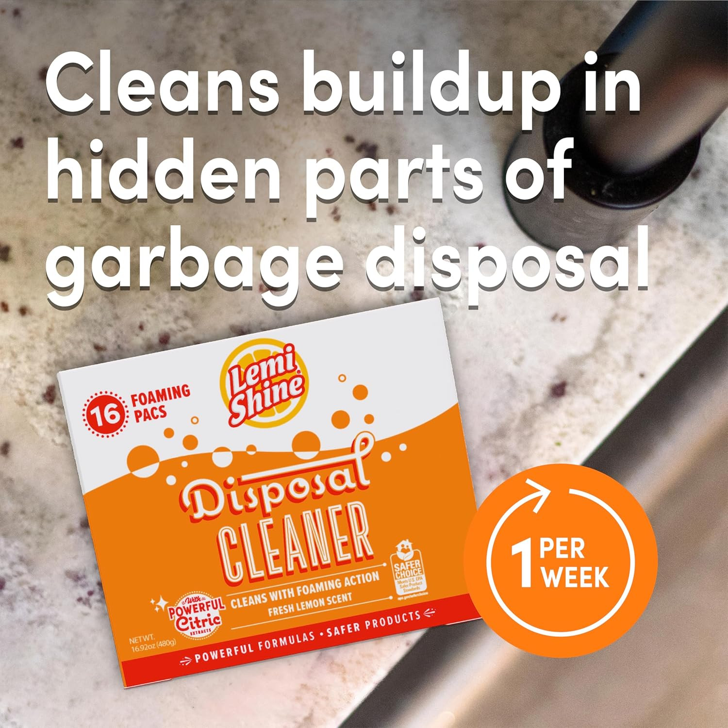 Lemi Shine Foaming Garbage Disposal Cleaner and Deodorizer – Citric Acid Cleanin