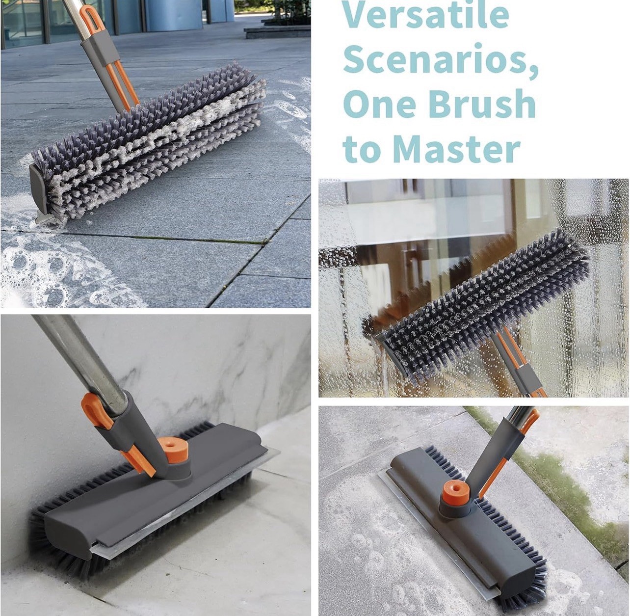 3in1 AIR U+ Floor Scrub Brush with Long Handle, Household Cleaning Brush
