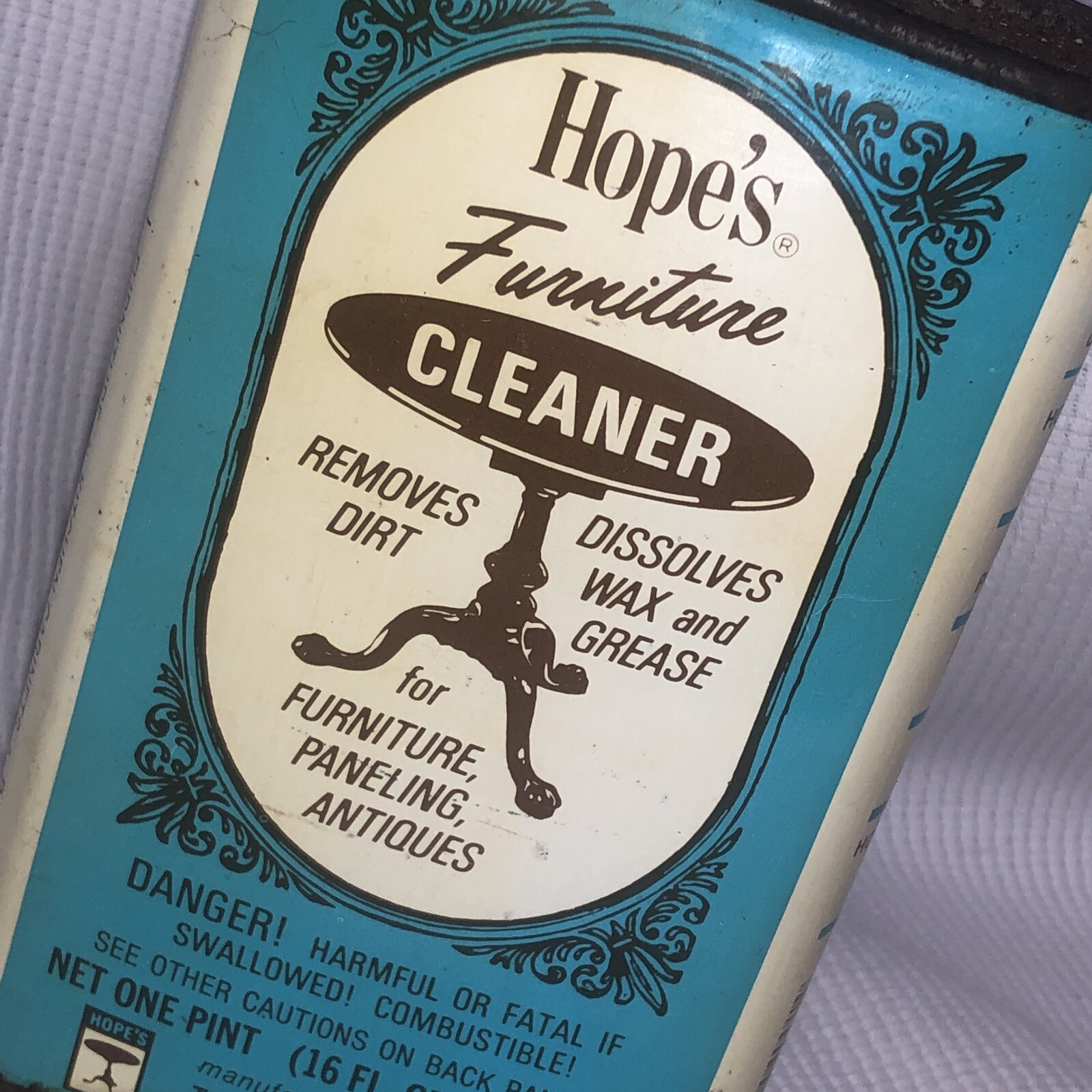 Vtg Hope’s Furniture Cleaner Aprox. 50% Full Collectible Tin 16 Oz St. Louis/35b