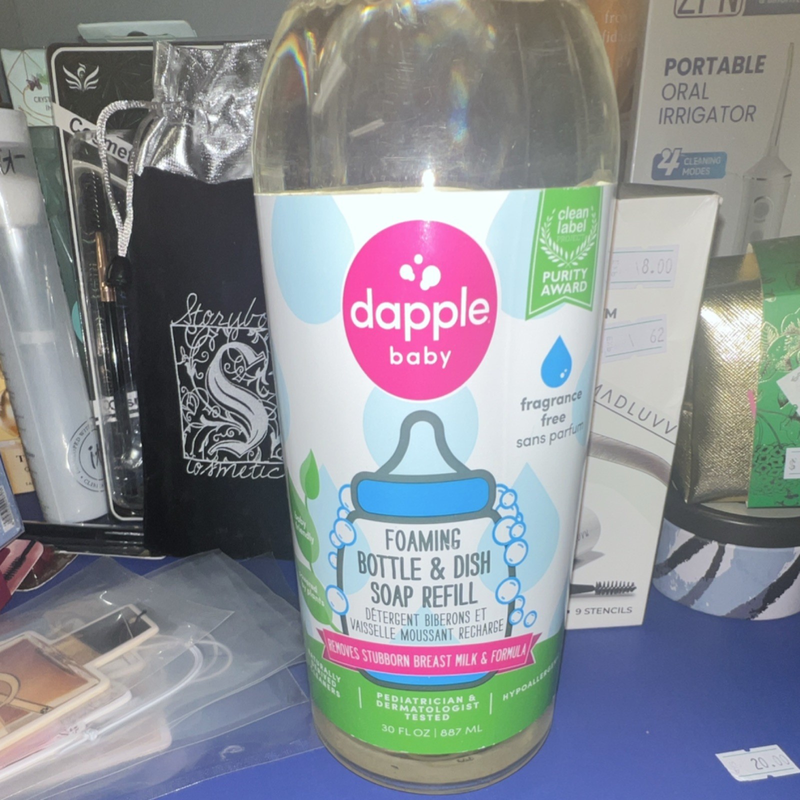 Dapple Foaming Bottle & Dish Soap Refill Fragrance Free Hypoallergenic 30 fl oz