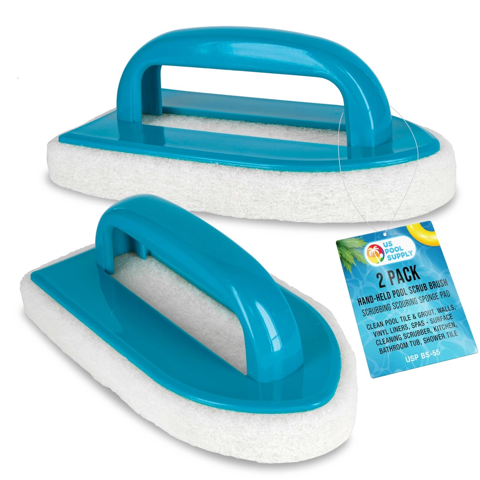 2 Pack Pool Scrubbing Sponge Brush Handheld Scouring Pad Tile Vinyl Liner Cleane