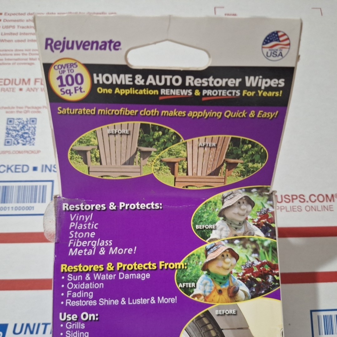 Rejuvenate 5 Restorer Wipes Indoor Outdoor Multi Surface Vinyl Pastic Stone Meta