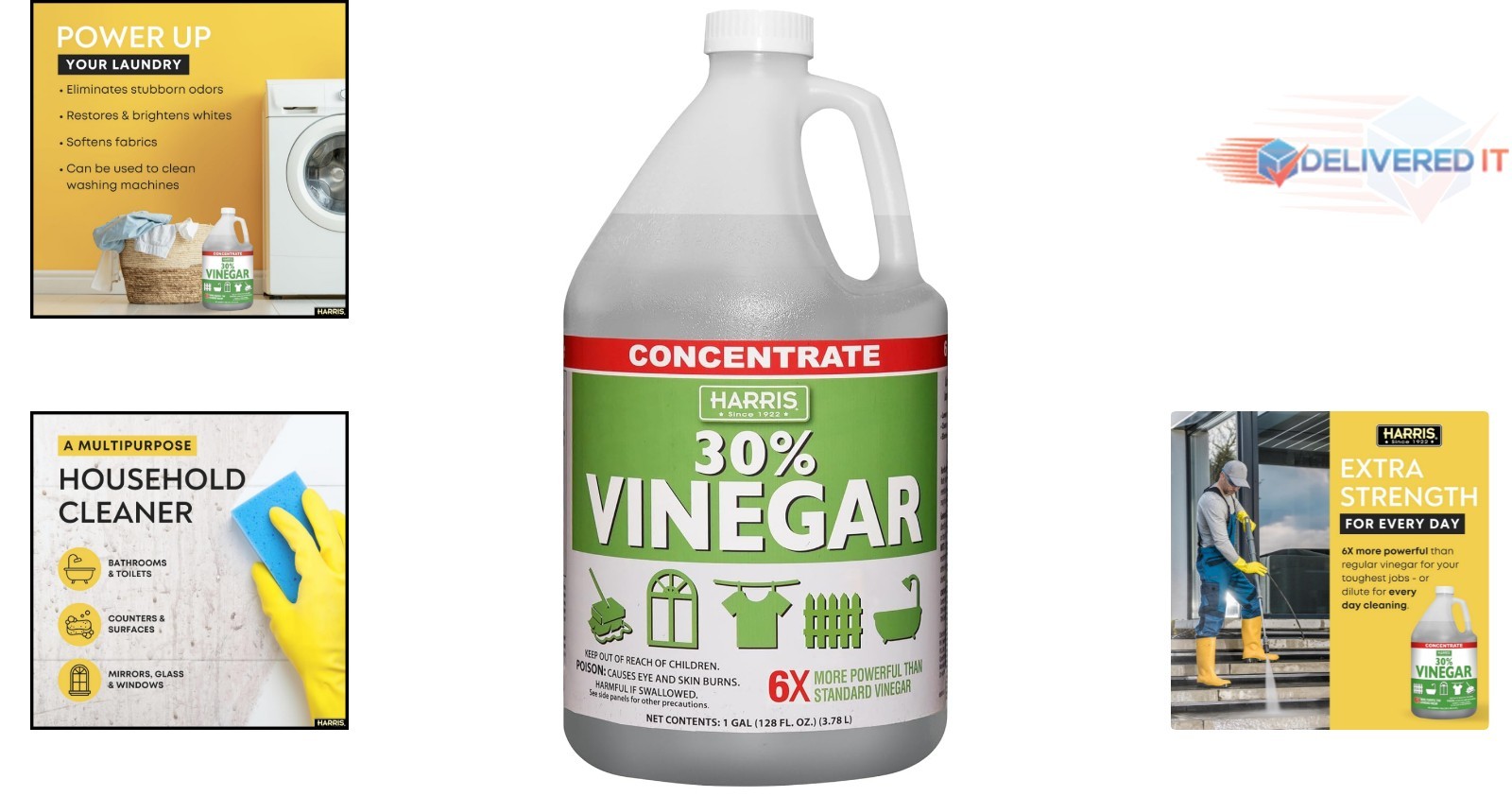 Concentrated Vinegar 30% Strength for Cleaning and Outdoor Use 1 Gallon