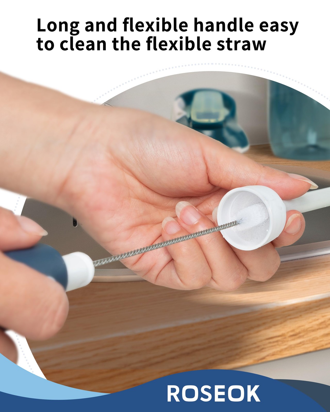 2 in 1 Long Handle Bottle Brush with Straw Brush for Cleaning Glass, Sports B…