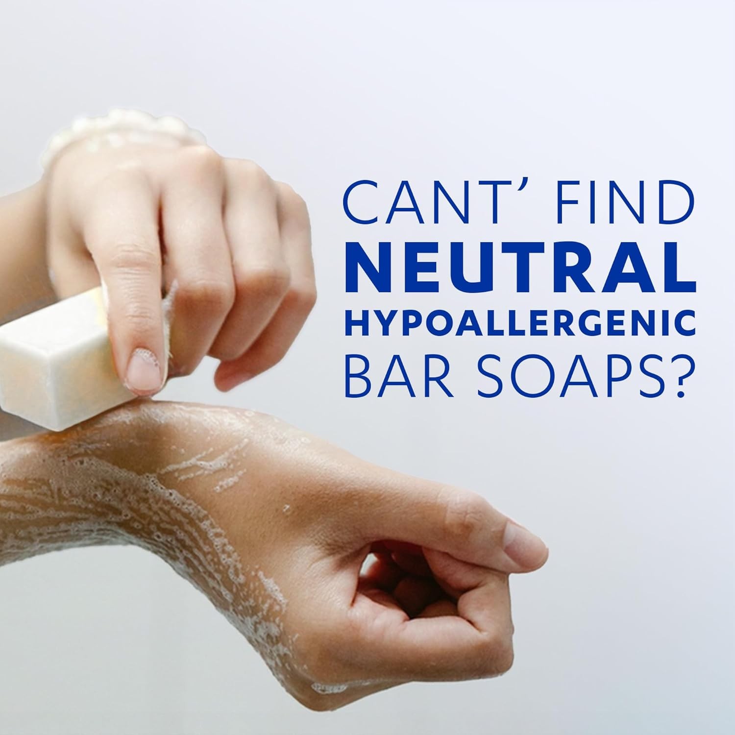 Neutral Hypoallergenic Bar Soap – Fragrance-Free & Dye-for Face & Body – Gentle