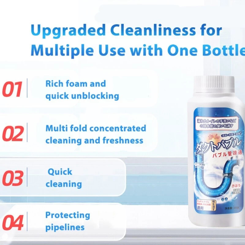 1-3X Fast Sink & Drain Cleaner Oxygen Pipeline Dredging Agent Cleaner Toilet.