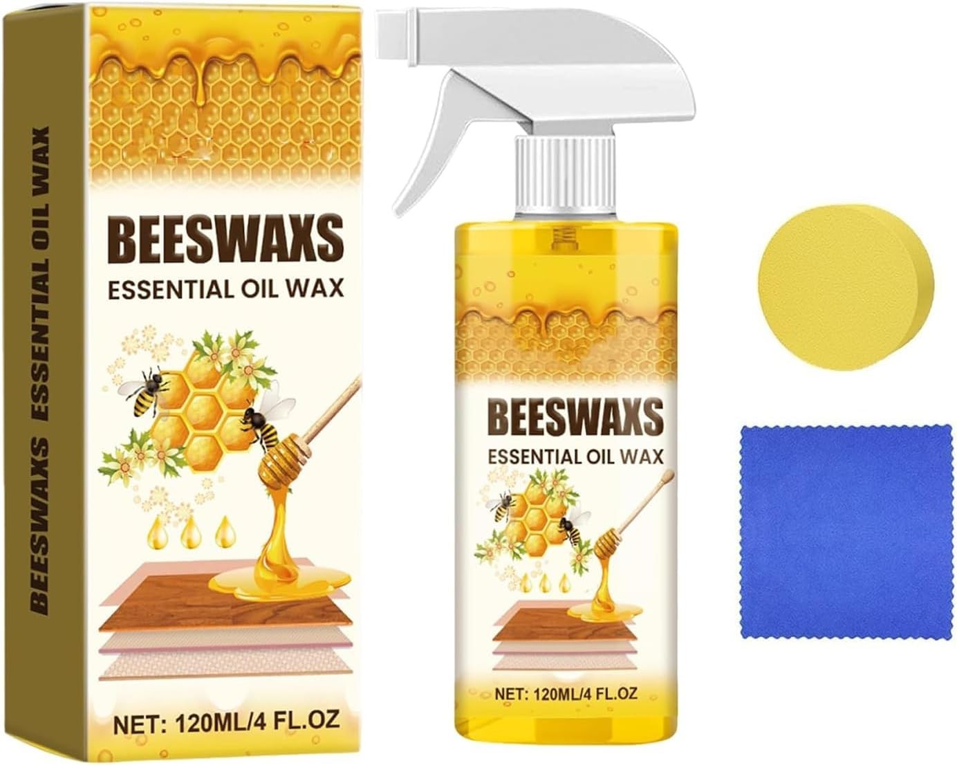 Beeswax Wood Polish Spray, Natural Furniture Cleaner & Restorer, Removes Scra…
