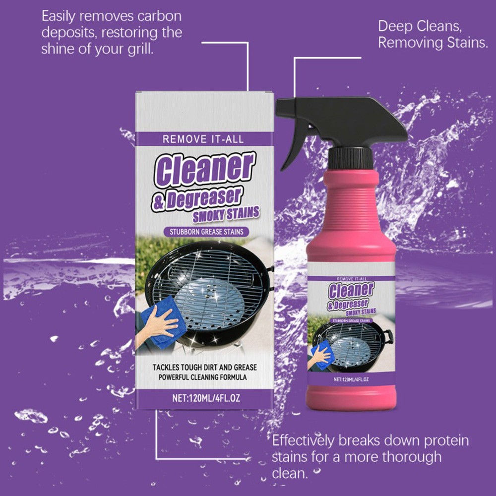1-3PCS BBQ Grill Degreaser Cleaner,Fast-Acting Heavy-Duty Grill Degreaser Spray