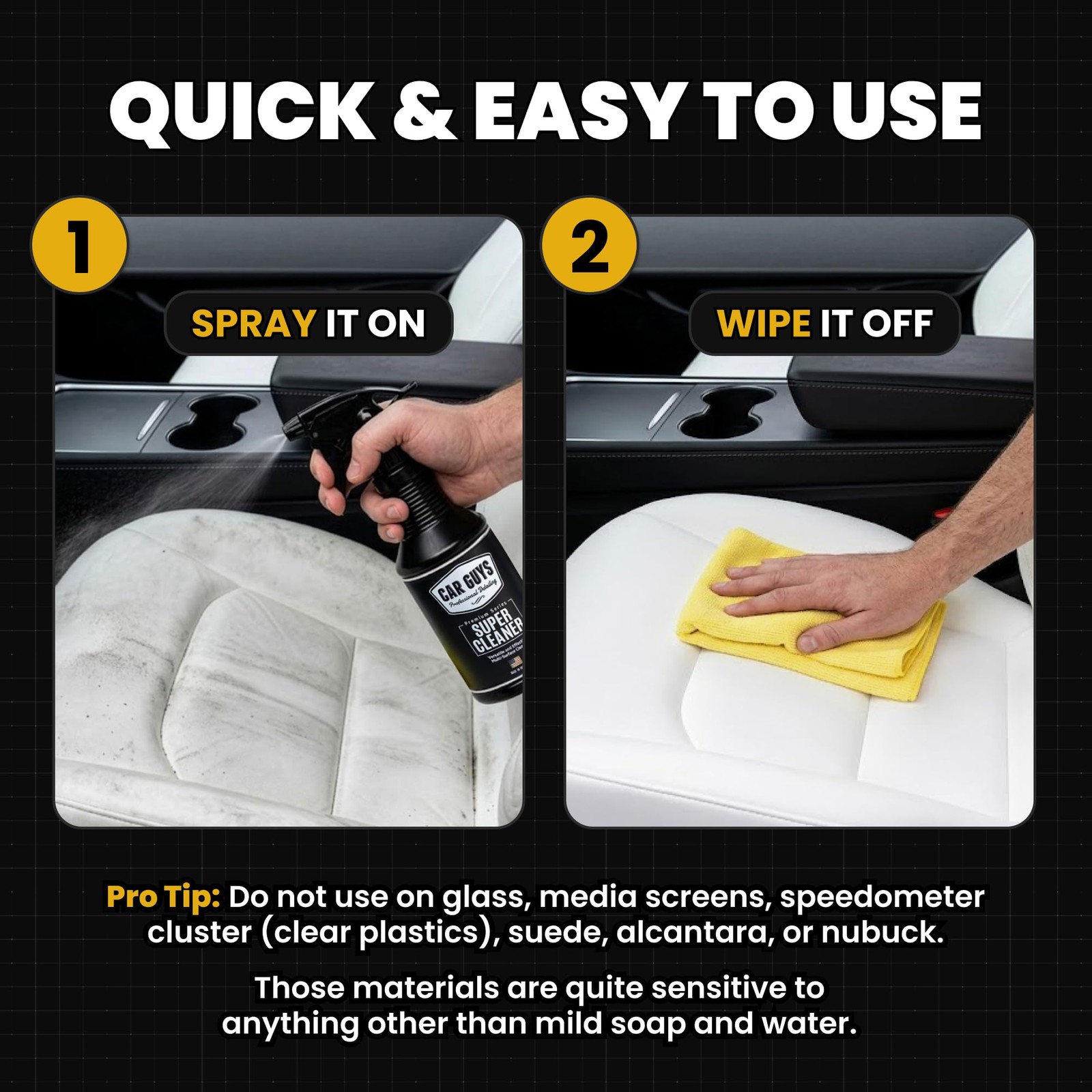 Interior Car Cleaner 18 Oz for Leather, Upholstery, Carpet – Tough Stain Remover