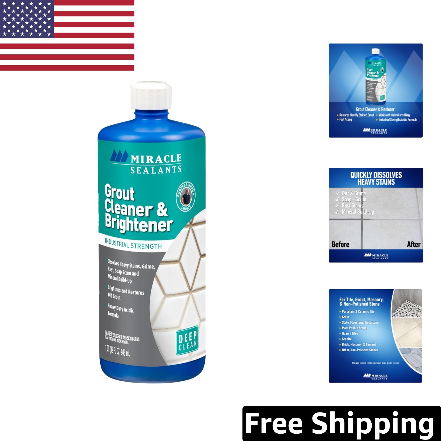 Professional 32 Oz Grout Brightener: Deep Clean & Restore Tiles Effortlessly