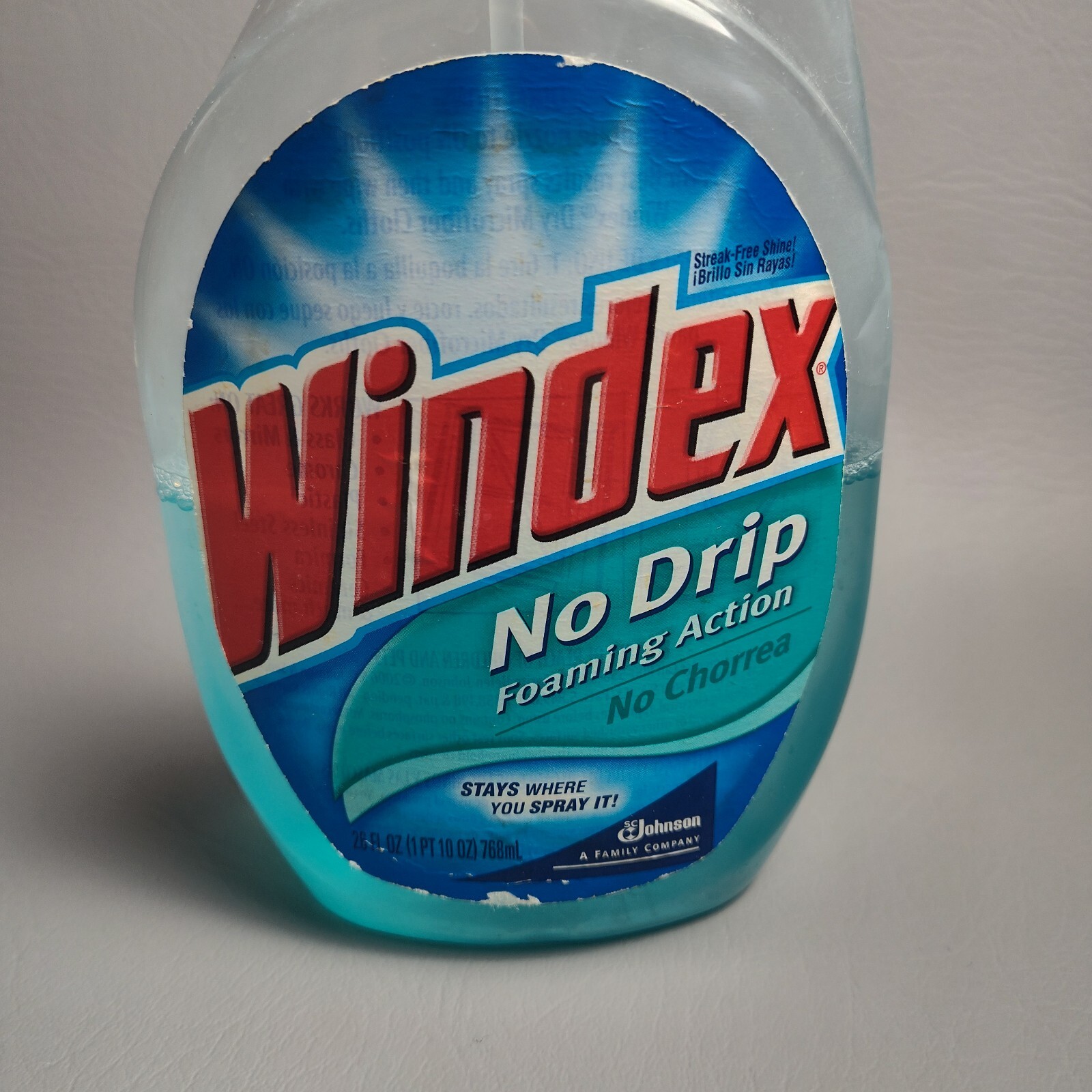 Windex No Drip Foaming Action 40% Full 26 Fl Oz 2006 Discontinued Bottle Prop