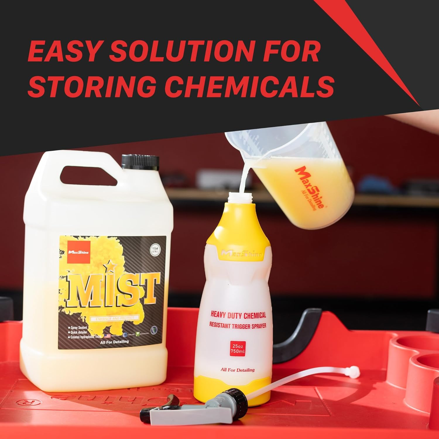 25Oz Heavy-Duty Spray Bottle (Black) | Chemical-Resistant Detailing Sprayer with